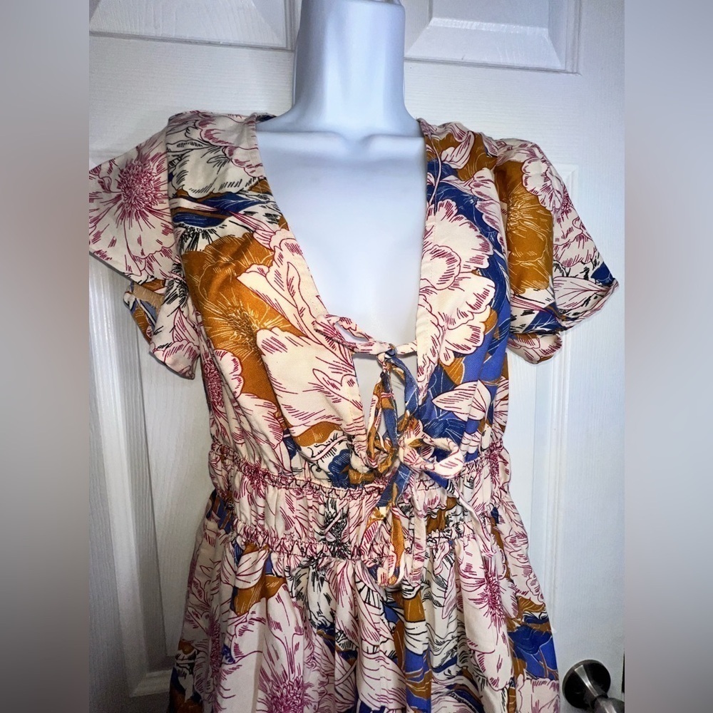 NWT B.O.G Band Of The Free Women’s Medium Blue Floral Short Sleeve Mini Dress M - Picture 6 of 15